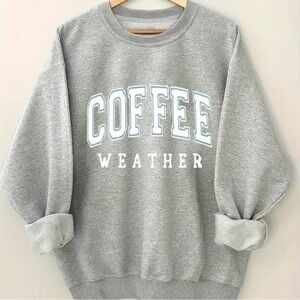 SHEIN Gray 'Coffee Weather' Crew Neck Sweater